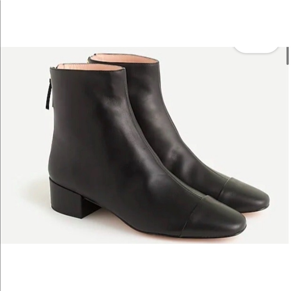 J. CREW Black Cap Toe Ankle Boots